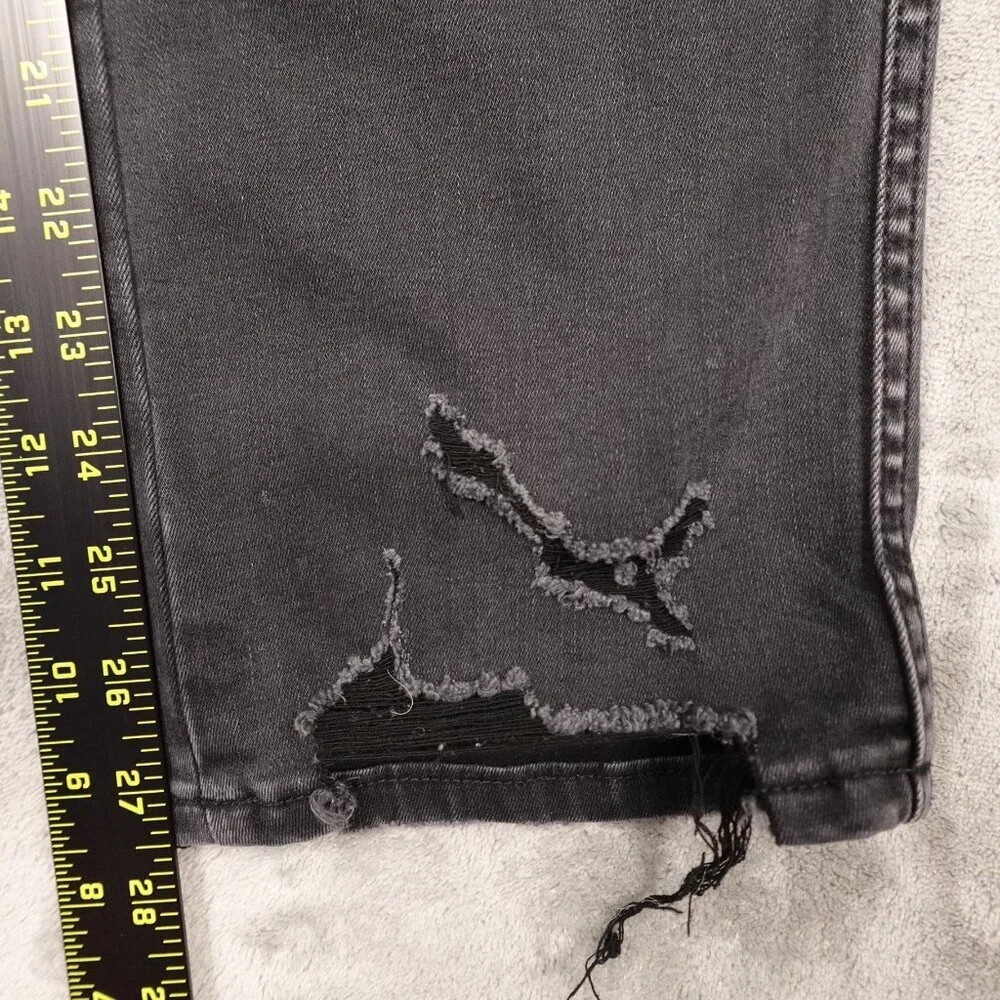 Good American Jeans Good Straight Distressed Hems Women's 6/28 Black‎ Denim